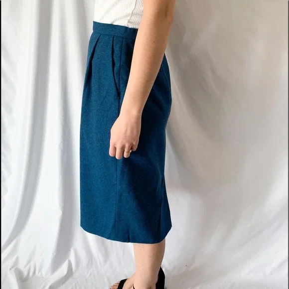 Pendleton Vintage 100% Virgin Wool Blue Midi Pencil Skirt Size 12P - Picture 12 of 12